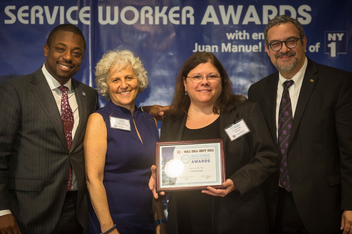 Loretta Zuk, a superintendent at 547 Riverside Drive, was honored as superintendent of the year at the 11th annual Building Service Worker Awards. 