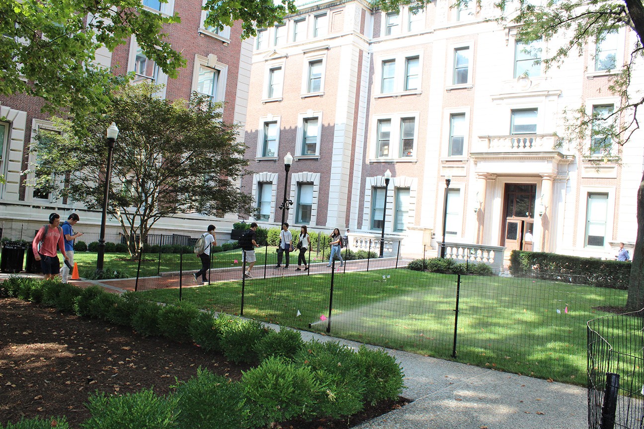 The new pathway in front of Mathematics includes an accessible ramp leading to Havemeyer Hall. The new pathway in front of Mathematics includes an accessible ramp leading to Havemeyer Hall.
