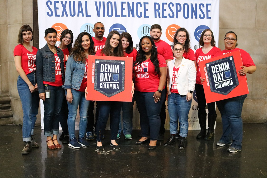 The Sexual Violence Resopense team during the 2018 Denim Day event.