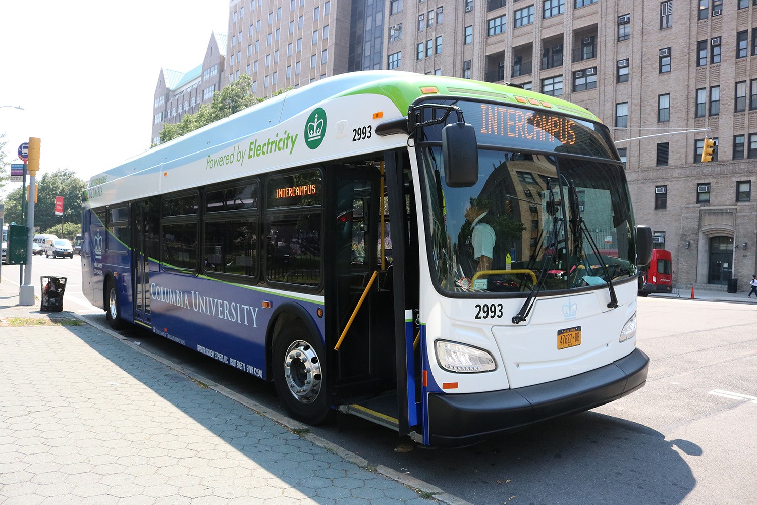 Electric bus parked at CUIMC stop